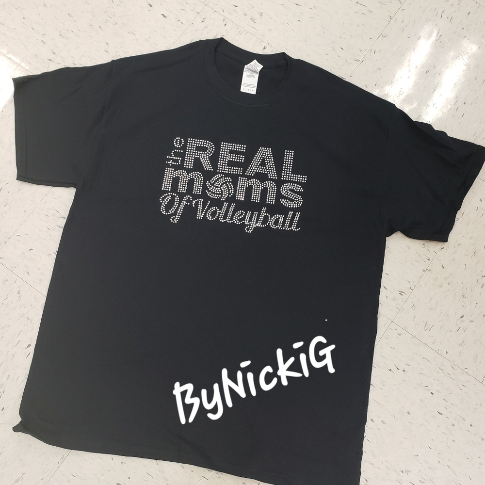 Bling Tee "Real Moms/Volleyball"